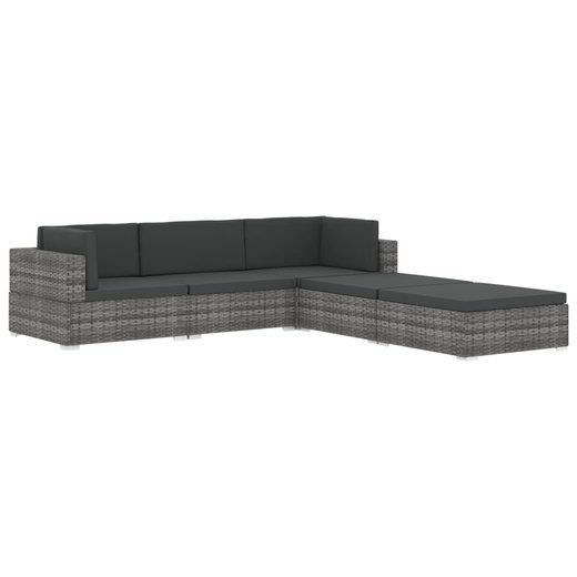 Modular-Sofa-Eckteil 1 Stk. + Auflagen Poly Rattan Braun