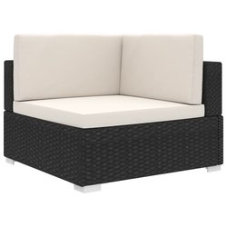 Modular-Sofa-Eckteil 1 Stk. + Auflagen Poly Rattan Schwarz