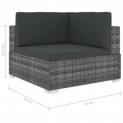 Modular-Sofa-Eckteil 1 Stk. + Auflagen Poly Rattan Grau