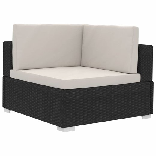 Ecksofas 2 Stk. mit Auflagen Poly Rattan Schwarz