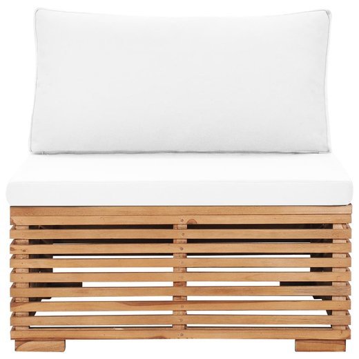 Garten-Mittelsofa mit Cremewei�er Auflage Massivholz Teak