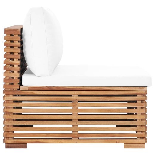 Garten-Mittelsofa mit Cremewei�er Auflage Massivholz Teak