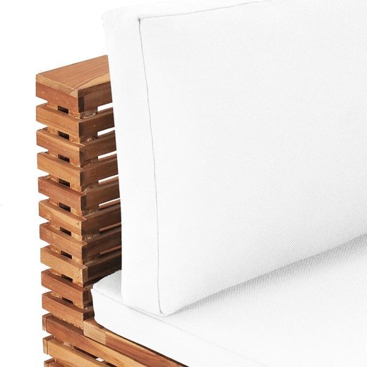 Garten-Mittelsofa mit Cremewei�er Auflage Massivholz Teak