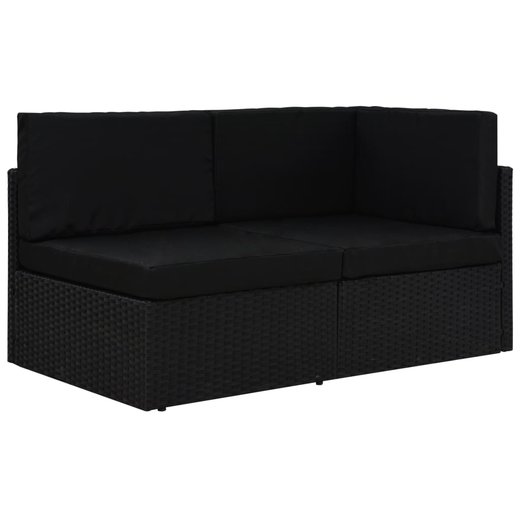 Modulares 2-Sitzer-Sofa Poly Rattan Schwarz