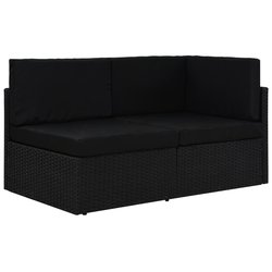 Modulares 2-Sitzer-Sofa Poly Rattan Schwarz