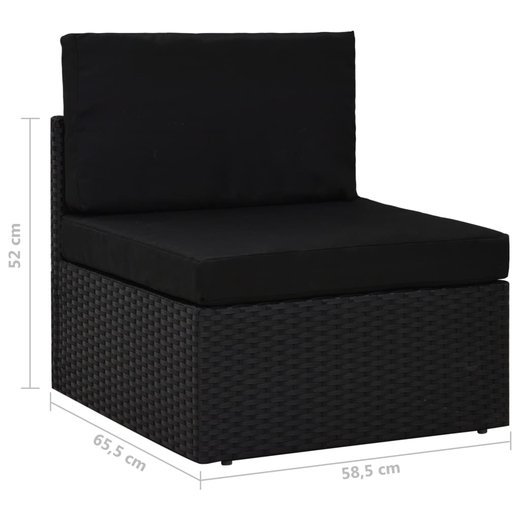 Modulares 3-Sitzer-Sofa Poly Rattan Schwarz