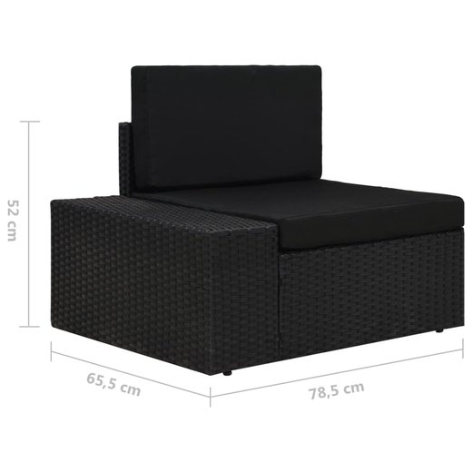 Modulares 3-Sitzer-Sofa Poly Rattan Schwarz