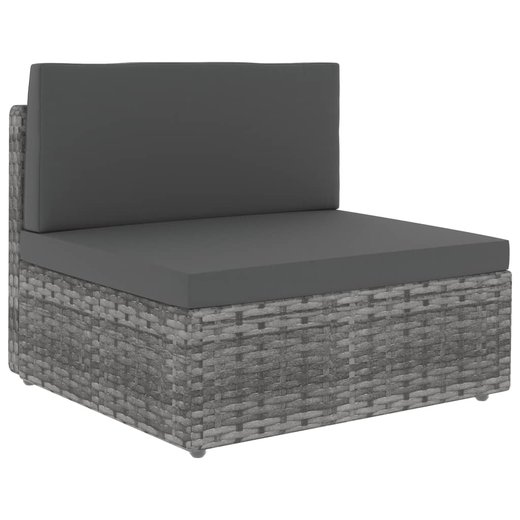 Modulares Mittelsofa Poly Rattan Grau
