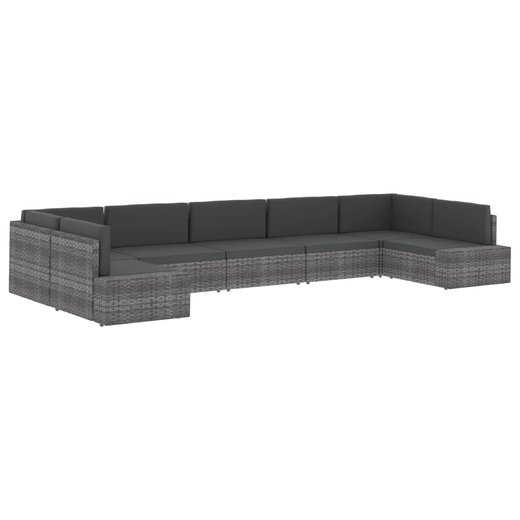 Modulares Mittelsofa Poly Rattan Grau
