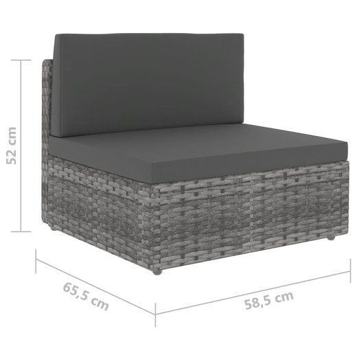 Modulares Mittelsofa Poly Rattan Grau