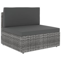 Modulares Mittelsofa Poly Rattan Grau