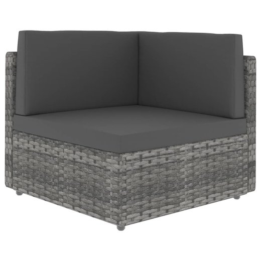 Modulares Sofa-Eckteil Poly Rattan Grau