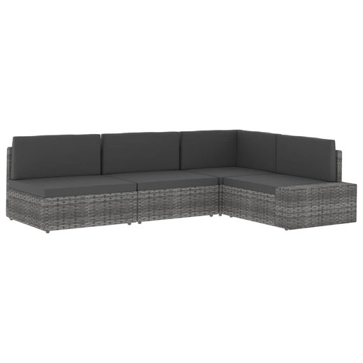 Modulares Sofa-Eckteil Poly Rattan Grau