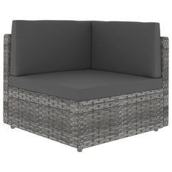 Modulares Sofa-Eckteil Poly Rattan Grau