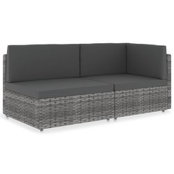 Modulares 2-Sitzer-Sofa Poly Rattan Grau