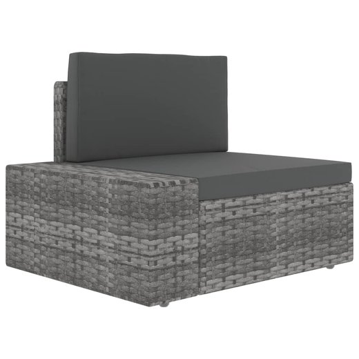 Modulares 3-Sitzer-Sofa Poly Rattan Grau