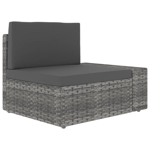 Modulares 3-Sitzer-Sofa Poly Rattan Grau