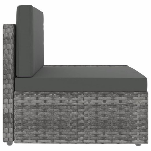 Modulares 3-Sitzer-Sofa Poly Rattan Grau