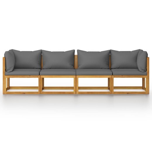 4-Sitzer-Gartensofa mit Auflage Akazie Massivholz