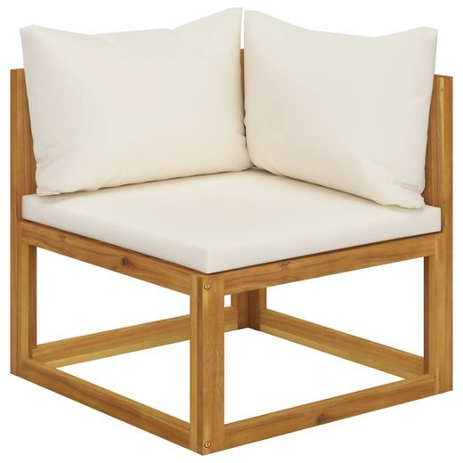 3-Sitzer-Gartensofa mit Auflagen Creme Akazie Massivholz