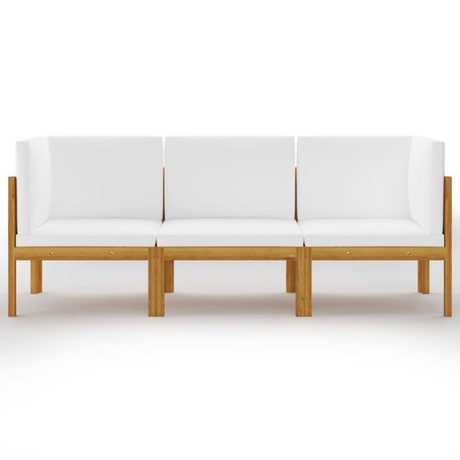 3-Sitzer-Gartensofa mit Kissen Massivholz Akazie