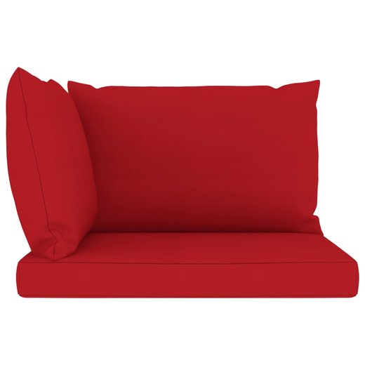 Garten-Palettensofa 2-Sitzer mit Kissen Rot Kiefernholz