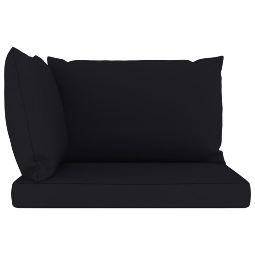 Garten-Palettensofa 2-Sitzer mit Kissen Schwarz Kiefernholz