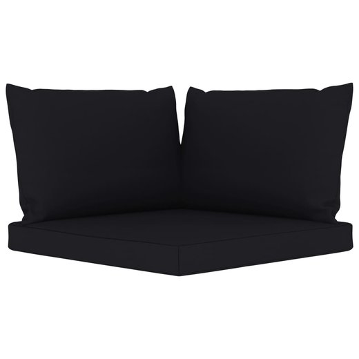 Garten-Palettensofa 2-Sitzer mit Kissen Schwarz Kiefernholz