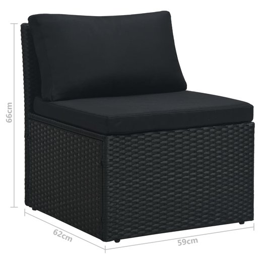 4-tlg. Garten-Lounge-Set mit Auflagen Poly Rattan Schwarz