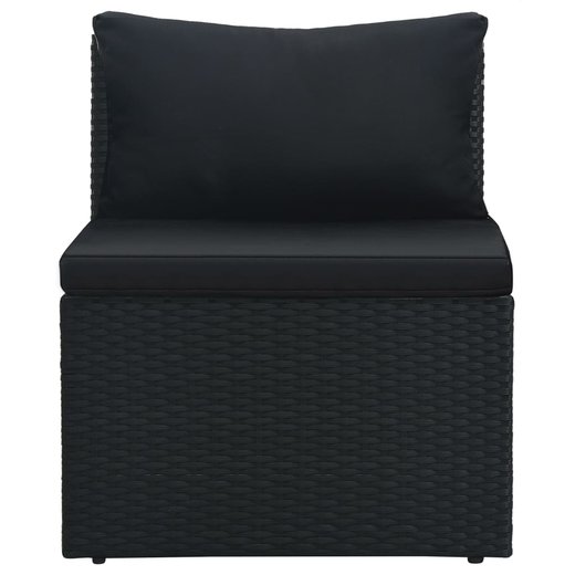 4-tlg. Garten-Lounge-Set mit Auflagen Poly Rattan Schwarz