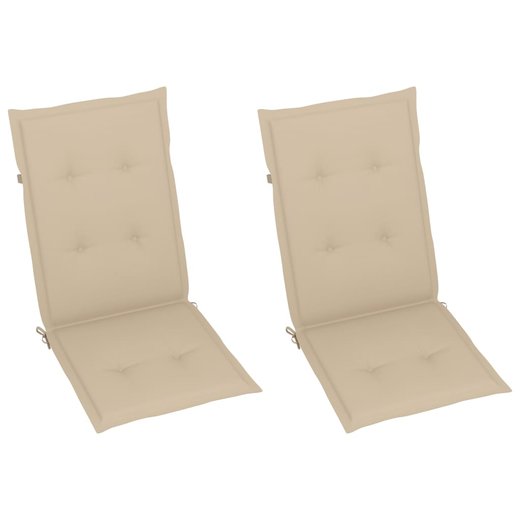 Gartensthle 2 Stk. mit Beigen Kissen Massivholz Teak