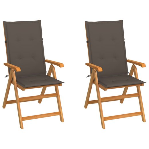 Gartensthle 2 Stk. mit Taupe Kissen Massivholz Teak