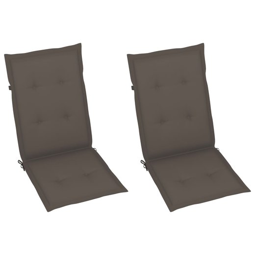Gartensthle 2 Stk. mit Taupe Kissen Massivholz Teak