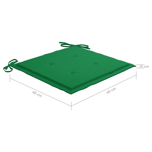 Gartensthle mit Grnen Kissen 2 Stk. Massivholz Teak