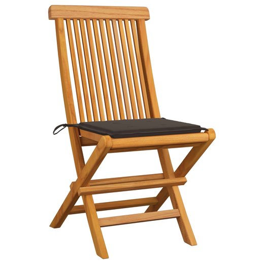 Gartensthle mit Taupe Kissen 2 Stk. Massivholz Teak
