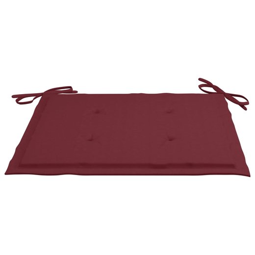 Gartensthle mit Weinroten Kissen 2 Stk. Massivholz Teak