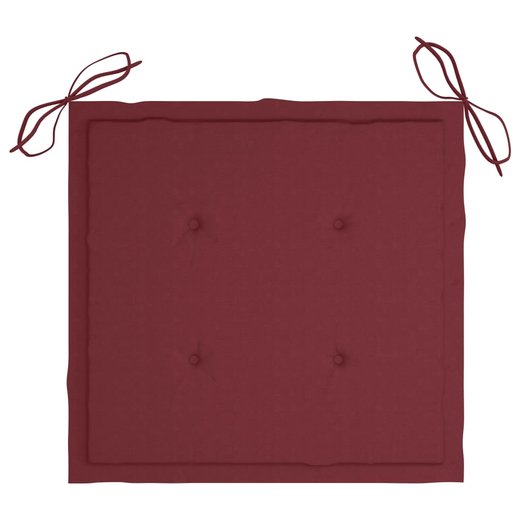 Gartensthle mit Weinroten Kissen 2 Stk. Massivholz Teak
