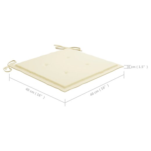 Gartensthle mit Cremeweien Kissen 4 Stk. Teak Massivholz