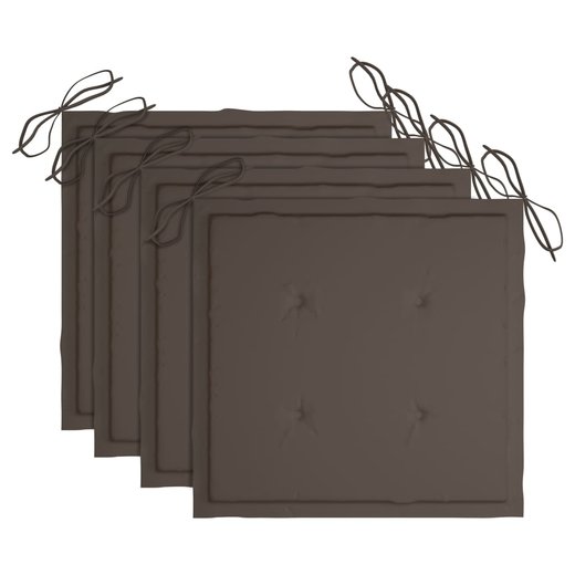 Gartensthle mit Taupe Kissen 4 Stk. Teak Massivholz