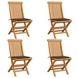 Gartensthle mit Taupe Kissen 4 Stk. Teak Massivholz