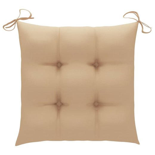 Gartensthle mit Beige Kissen 4 Stk. Massivholz Teak