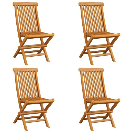 Gartensthle mit Beige Kissen 4 Stk. Massivholz Teak