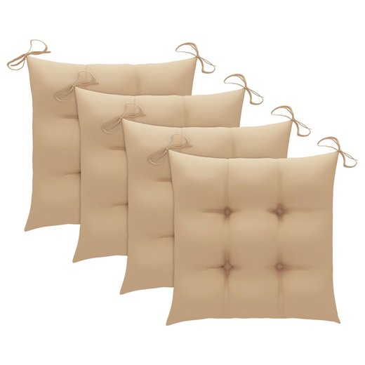 Gartensthle mit Beige Kissen 4 Stk. Massivholz Teak