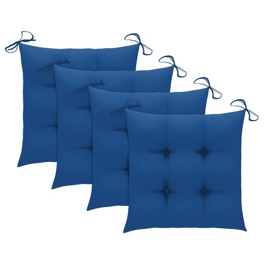 Gartensthle mit Blauen Kissen 4 Stk. Massivholz Teak
