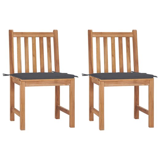 Gartensthle 2 Stk. mit Kissen Massivholz Teak