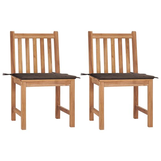Gartensthle 2 Stk. mit Kissen Massivholz Teak