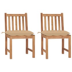 Gartensthle 2 Stk. mit Kissen Massivholz Teak
