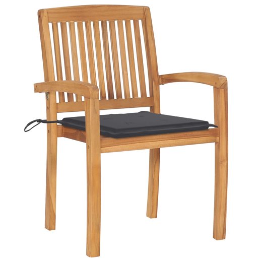 Gartensthle 2 Stk. mit Anthrazit Kissen Massivholz Teak