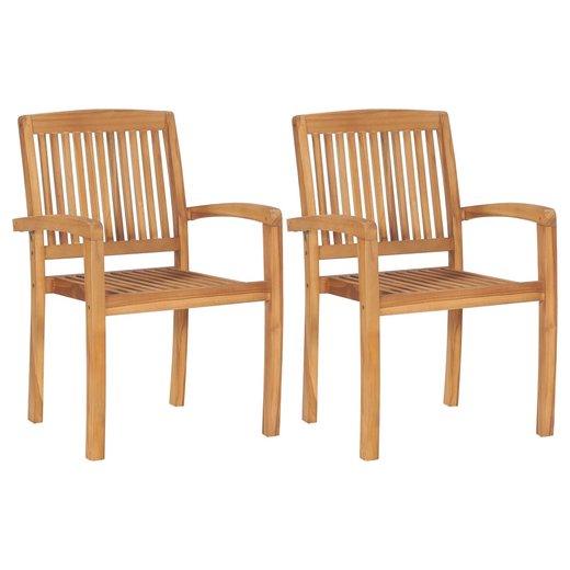 Gartensthle 2 Stk. mit Anthrazit Kissen Massivholz Teak