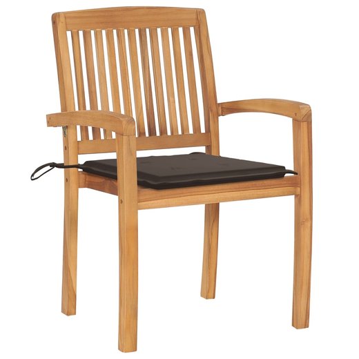 Gartensthle 2 Stk. mit Taupe Kissen Massivholz Teak